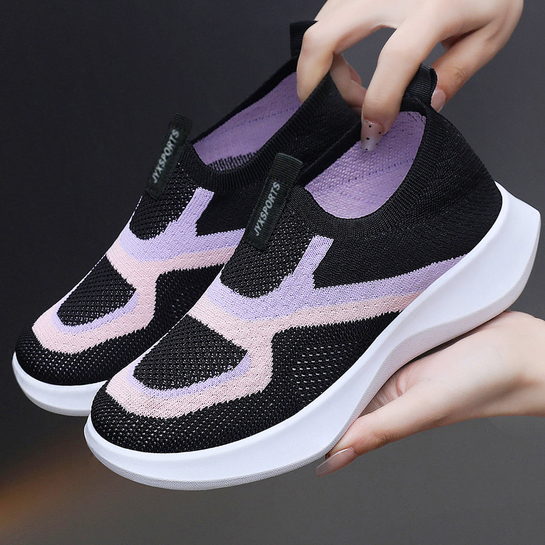 Damen Bequeme Slip-On Sneakers mit innovativem Strickdesign EB