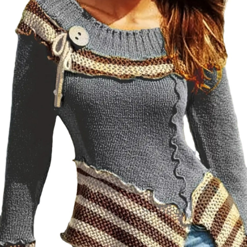 Damen Strickpullover mit kunstvollem Design und eleganten Details EB