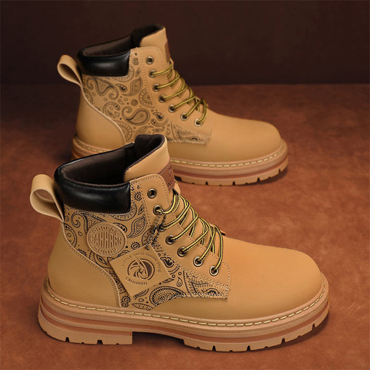 Damen Modische und robuste High-Top Stiefel mit detaillierter Paisleymuster EB