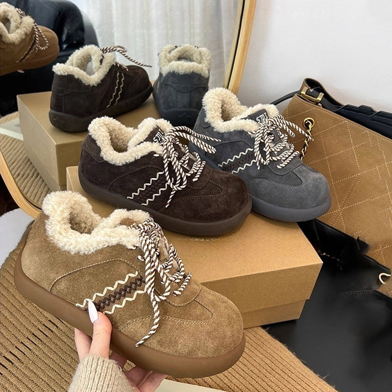 Damen Kuschelige Hausschuhe aus hochwertigem Wildleder mit flauschigem Innenfutter EB