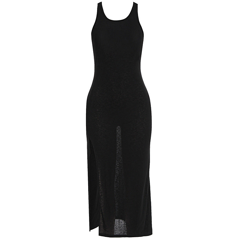 Damen figurbetontes Midikleid mit hohen Seitenschlitzen und Racerback EB