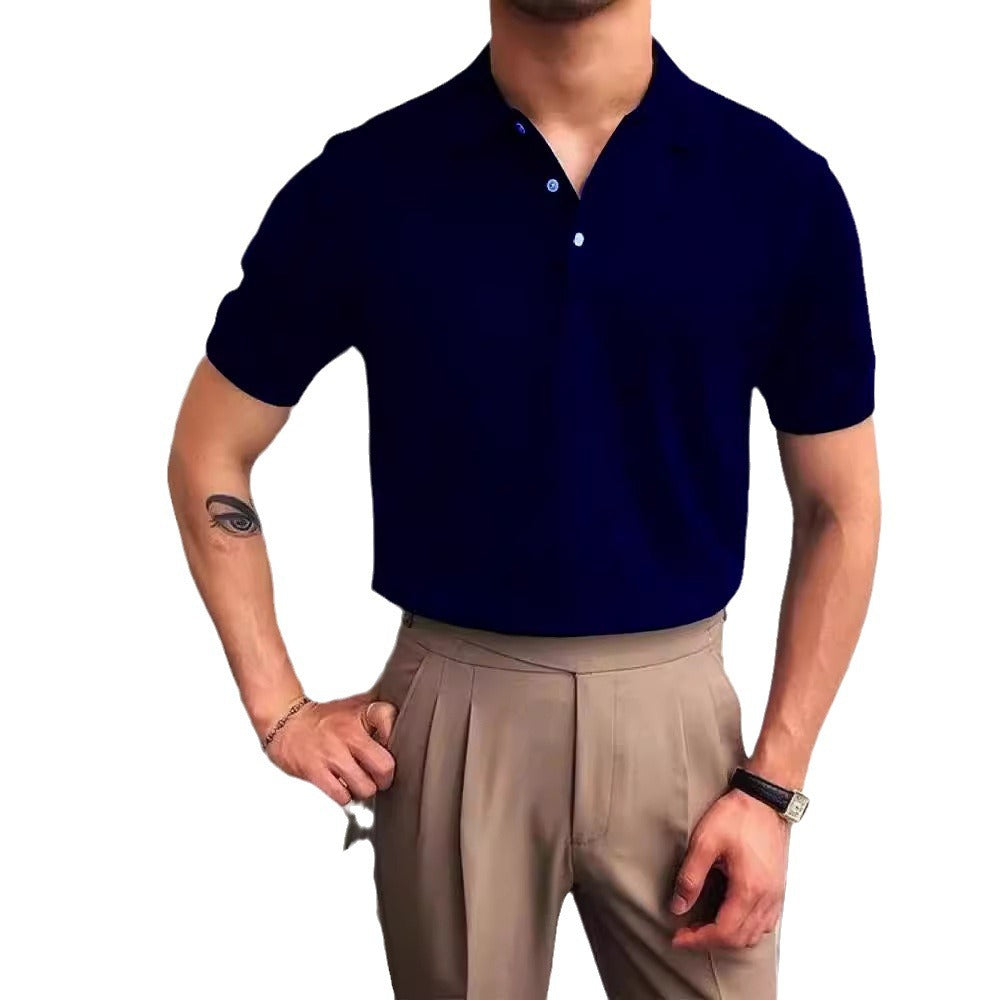 Herren nan Premium-Feinstrick-Poloshirt mit offenem Hemdkragen und dezenter Knopfleiste EB
