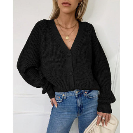 Damen Gestrickte Knopf-Cardigan EB