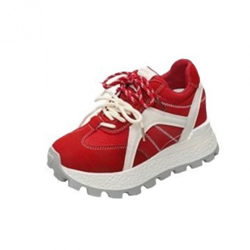 Damen Sportliche Sneakers mit hohem Plateau und trendiger Schnürung EB