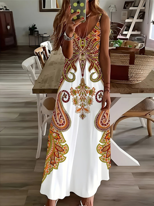 Damen Maxikleid mit farbenfrohem Paisley-Druck EB