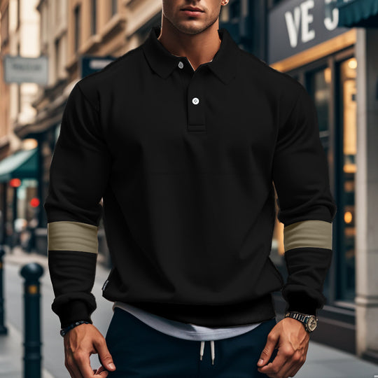 Herren Sportliches Polo-Hoodie mit Kontrastärmel EB