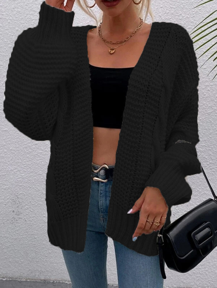 Damen Grobstrickcardigan mit offenen Taschen und oversize Passform EB