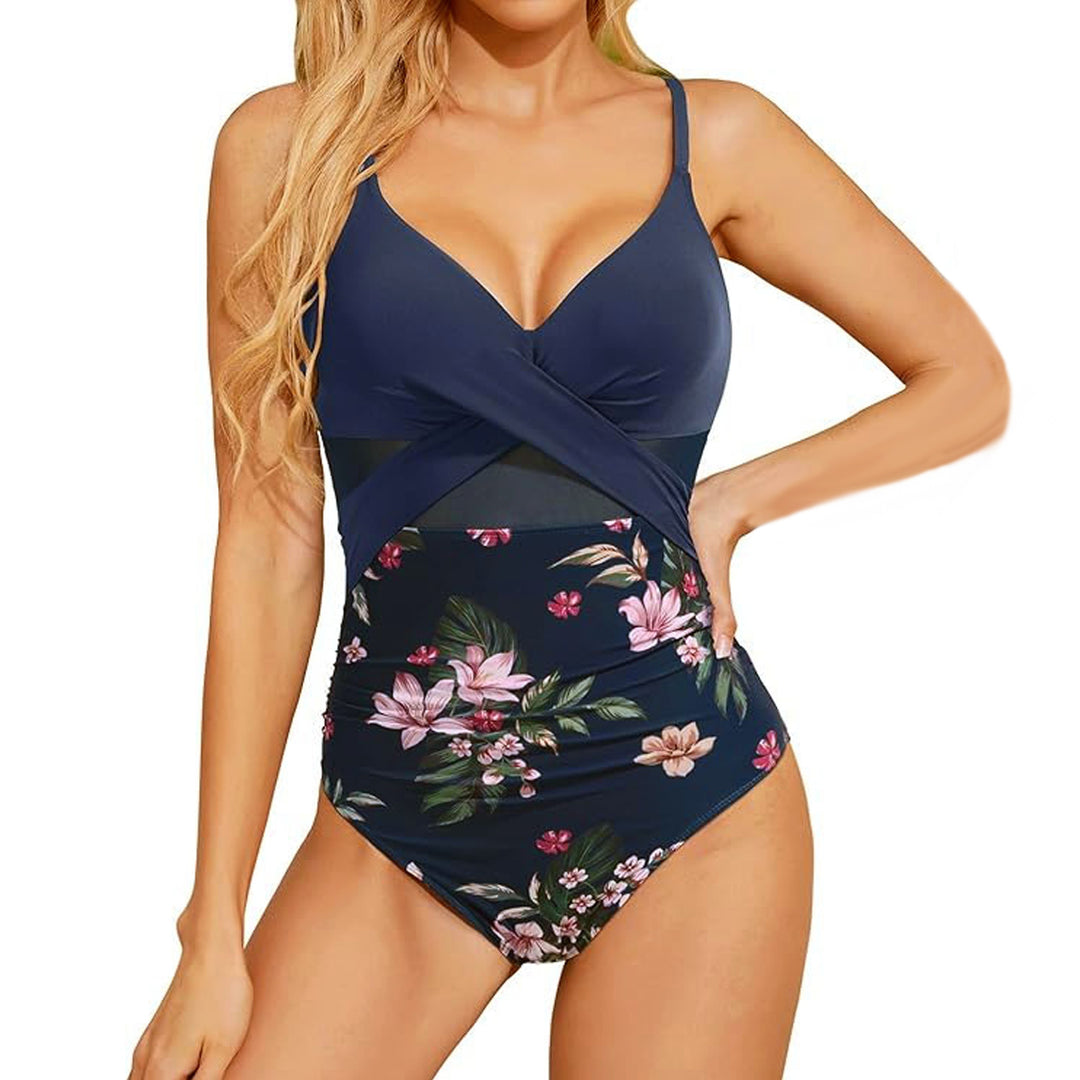 Damen Hochwertiger Einteiler Badeanzug mit trendigen Cut-Out-Details EB