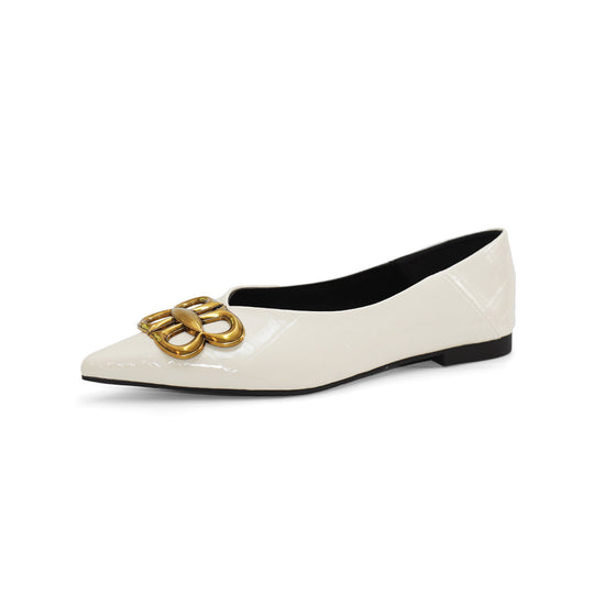 Damen Ballerinas mit elegantem Spitzenbereich und luxuriösem Schnallenakzent EB