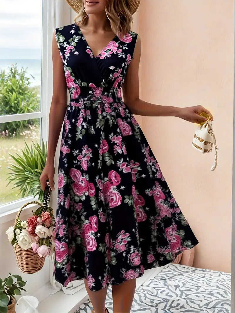 Damen Verspieltes A-Linien Kleid mit floralen Details EB