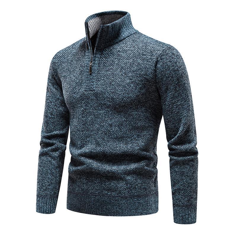 Herren Pullover mit halbem Reißverschluss und strukturiertem Design EB