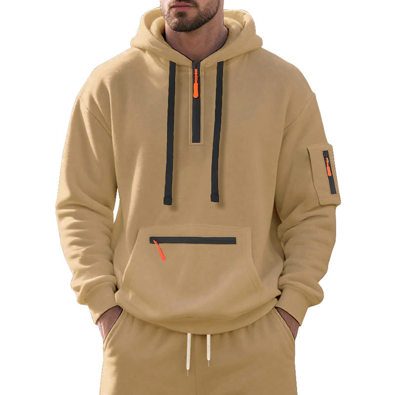 Herren funktionaler Kapuzenpullover mit Reißverschluss und seitlichen Taschen EB