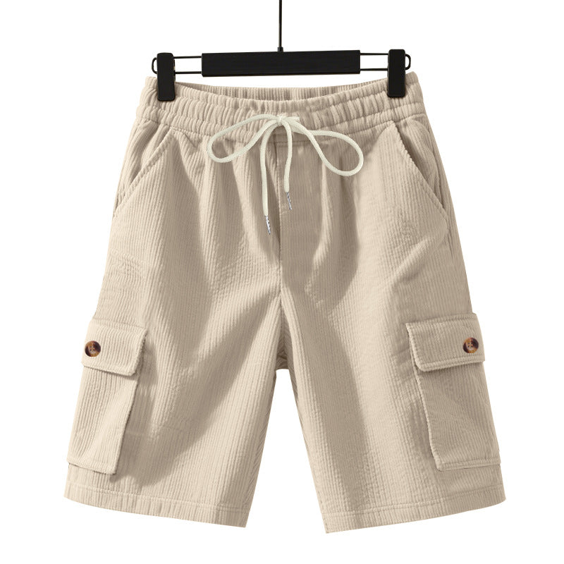 Herren nan Cord-Cargo-Shorts mit elastischem Tunnelzugbund, aufgesetzten Cargotaschen und weichem Baumwollmix EB