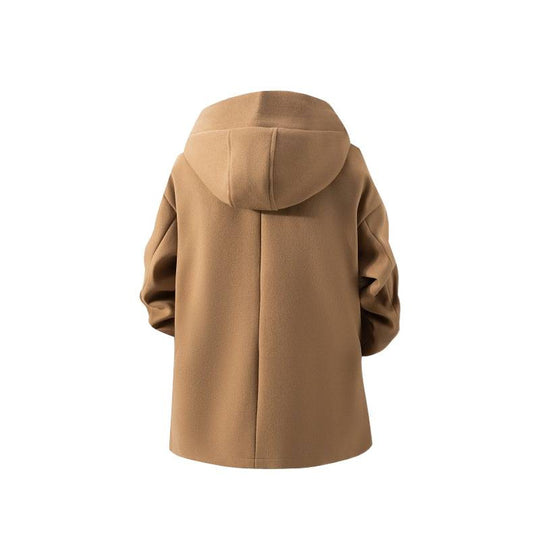 Herren nan Kapuzen-Mantel aus Wollmix mit Oversize-Schnitt und verdeckter Druckknopfleiste EB