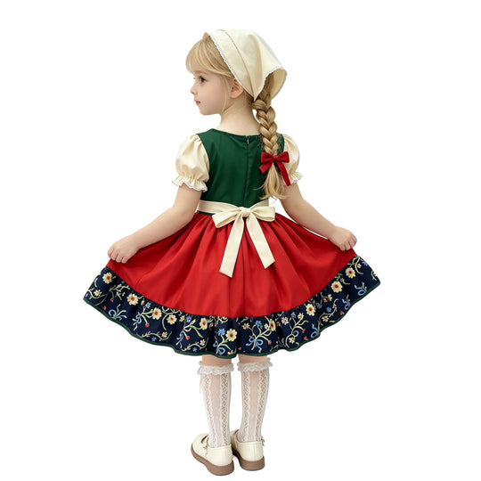 Damen nan traditionelles Kinderdirndl mit besticktem Rock und Spitzenschürze EB