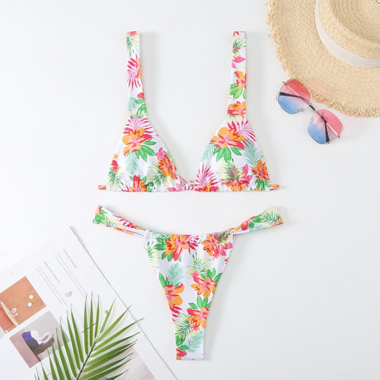 Damen wunderschöner Bikini mit floralen Mustern EB