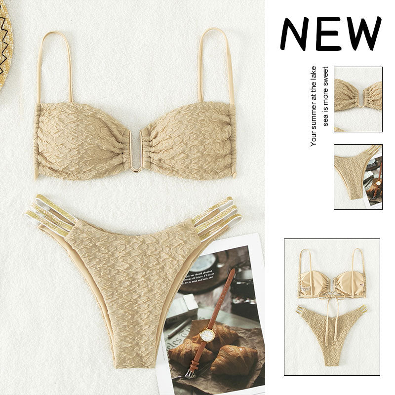 Damen Push-Up-Bikini mit elegantem Rüschendesign EB