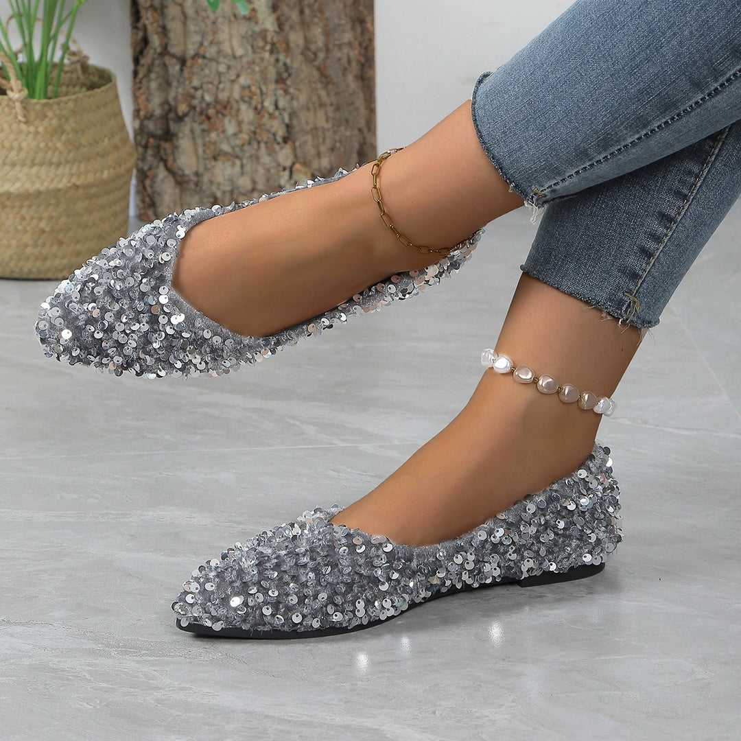 Damen Glitzernde Ballerinas mit luxuriösen Pailletten EB
