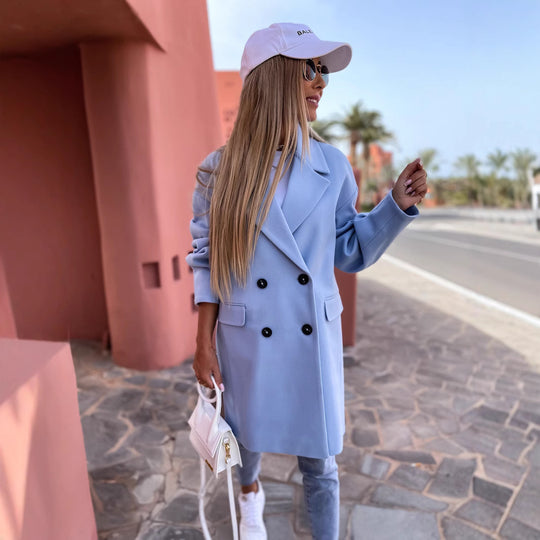 Damen Oversized Trenchcoat mit doppelter Knopfleiste und breitem Kragen EB