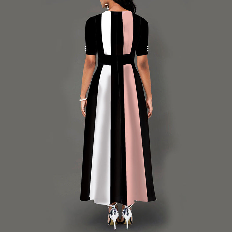 Damen Maxikleid mit modernem Blockdesign und seitlichen Taschen EB