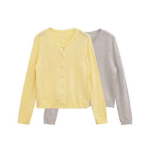 Damen leichte Strickjacke mit schlichten Knöpfen und eleganter Passform EB