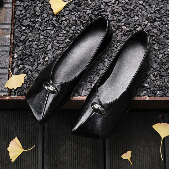 Damen elegante Ballerinas mit spitzem Zehenbereich und dekorativem Riemchen EB