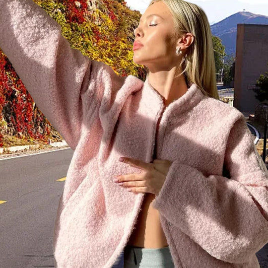 Damen Gemütlicher Teddy-Mantel mit oversized Schnitt EB