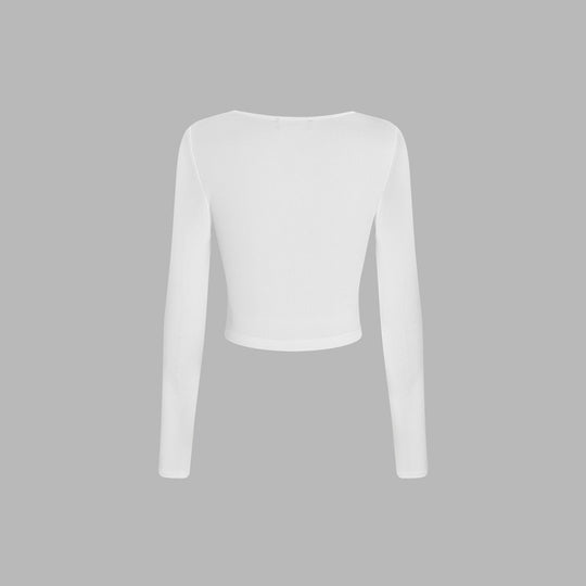 Damen gerafftes Cropped-Longsleeve mit quadratischem Ausschnitt und figurbetonter Passform Eichborn Berlin