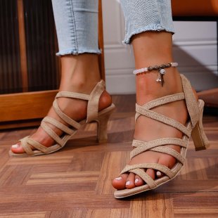 Damen elegante Riemchen-Sandalen mit funkelndem Detail EB