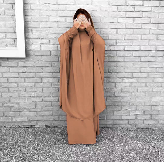 Damen Elegantes Maxikleid mit weit ausgestellten Ärmeln und fließendem Schnitt EB