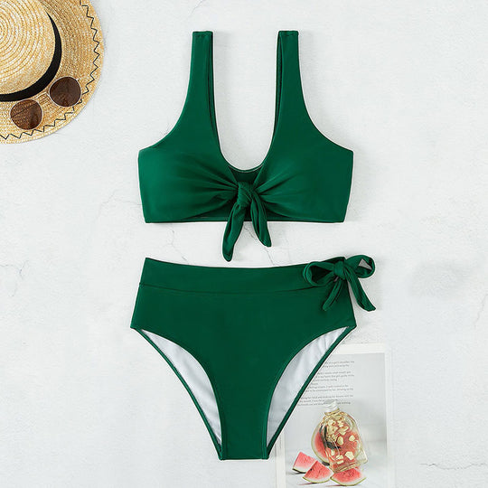 Damen Hochgeschnittener Bikini mit verstellbarem Knoten EB
