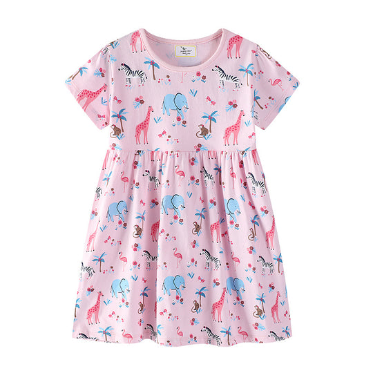 Mädchen Baumwollkleid mit verspieltem Tiermotiv EB