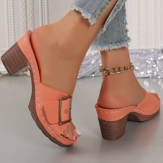 Damen Elegante und bequeme Plateau-Sandalen mit dekorativem Schnallenverschluss EB