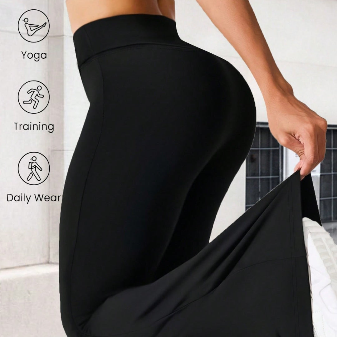 Damen Sportliche Hochbund Leggings und asymmetrisches Crop-Top Set EB