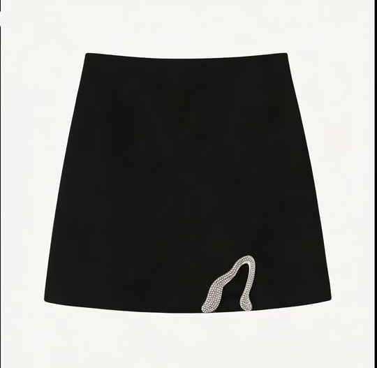 Damen Crop-Top und Mini-Rock Set mit dekorativem Detail EB