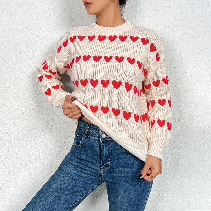 Damen Pullover mit Herzmotiv in lässiger Passform EB