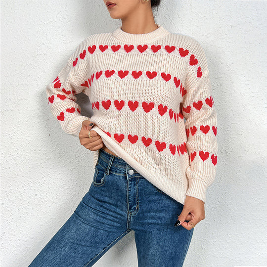 Damen Pullover mit Herzmotiv in lässiger Passform EB