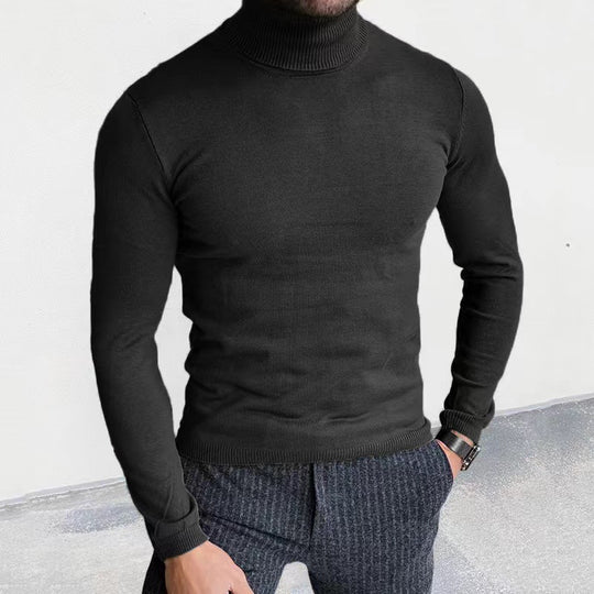 Herren nan Slim-Fit Rollkragenpullover aus Feinstrick mit geripptem Stehkragen und elastischem Bund EB