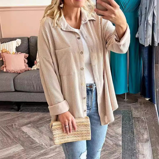 Damen lässige Strickjacke mit Knopfleiste EB