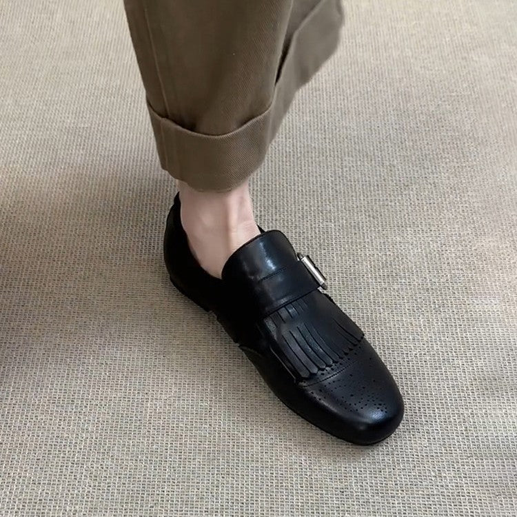 Damen elegante Mokassins mit modischer Fransenverzierung EB