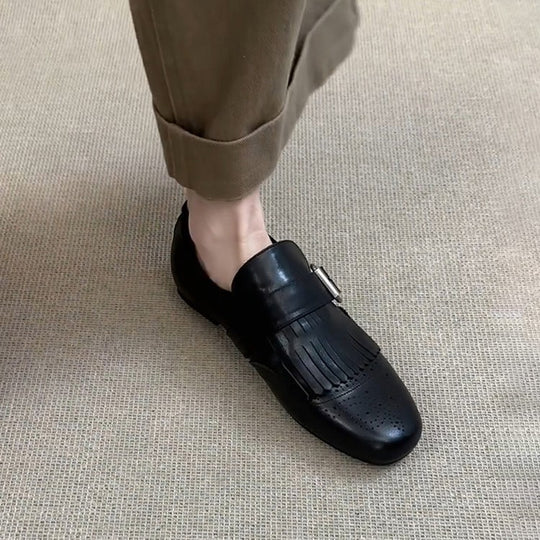 Damen elegante Mokassins mit modischer Fransenverzierung EB