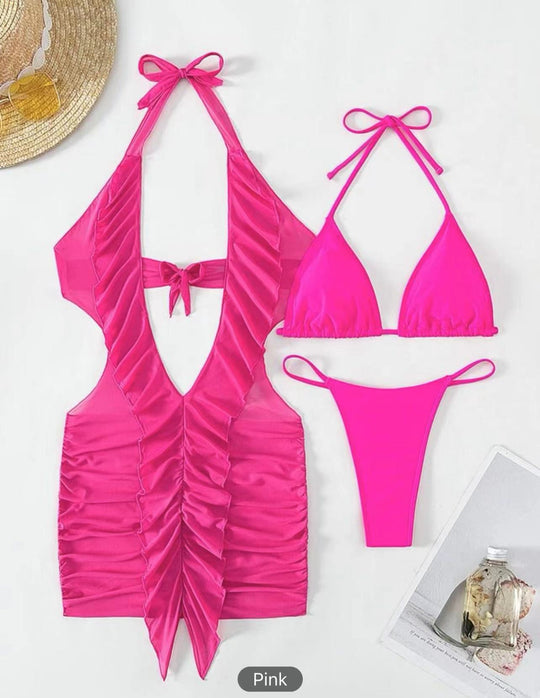Damen Bikini-Set mit raffiniertem Rüschendesign und verstellbaren Trägern EB