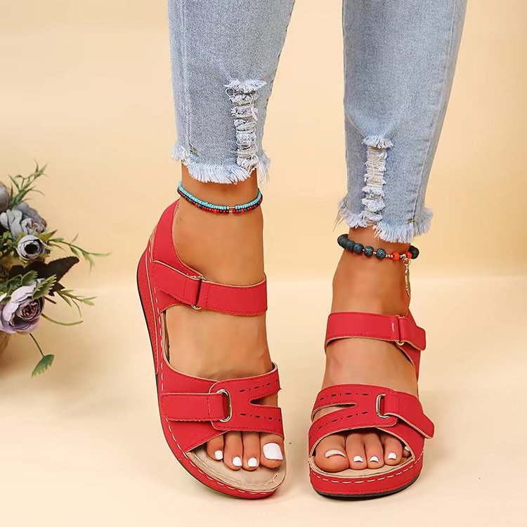 Damen Komfort-Sandalen mit verstellbaren Klett- und Schnallenriemen sowie ergonomischem Fußbett EB