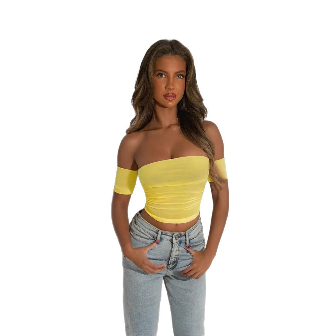 Damen Off-Shoulder Bluse aus elastischem Material mit figurformendem Schnitt EB