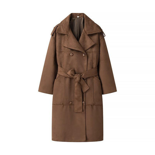 Damen modische Wildlederjacke mit eleganter Taillierung und praktischem Bindegürtel EB