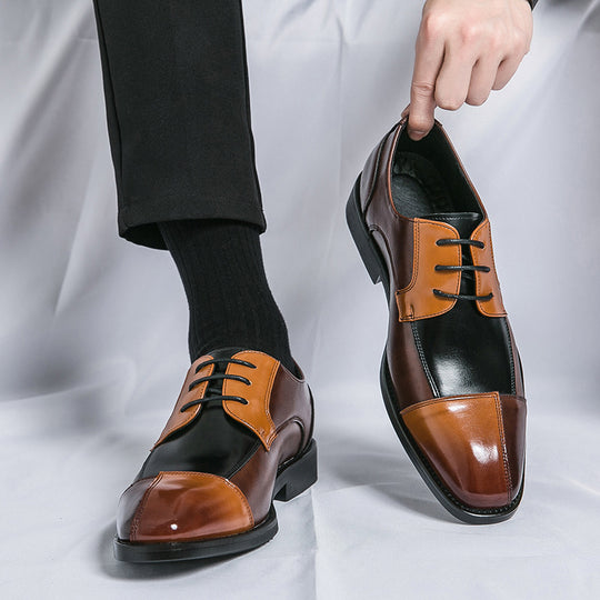 Herren Elegante Schnürschuhe mit zweifarbiger Lederoptik EB