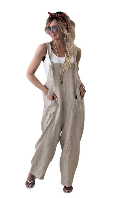 Damen Lässiger Overall mit breiten Beinen und praktischen Taschen EB