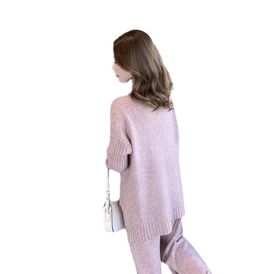 Damen Weicher Strickpullover mit hohen Kragen und lässigem Schnitt EB