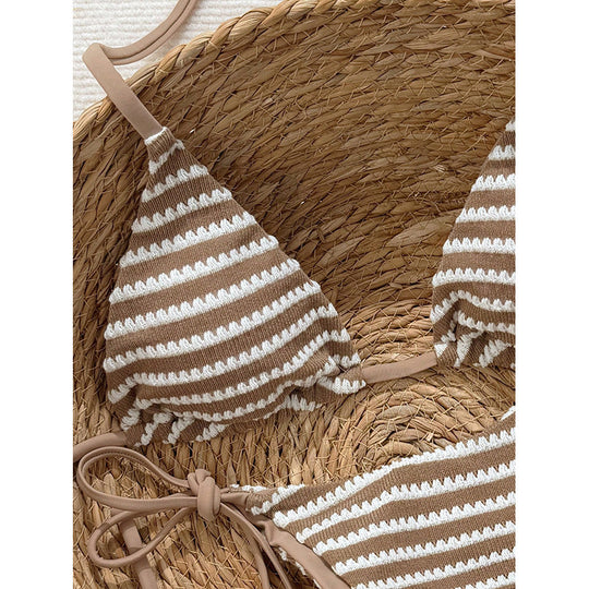Damen Triangel-Bikini-Set mit verstellbaren Trägern und verspieltem Muster EB