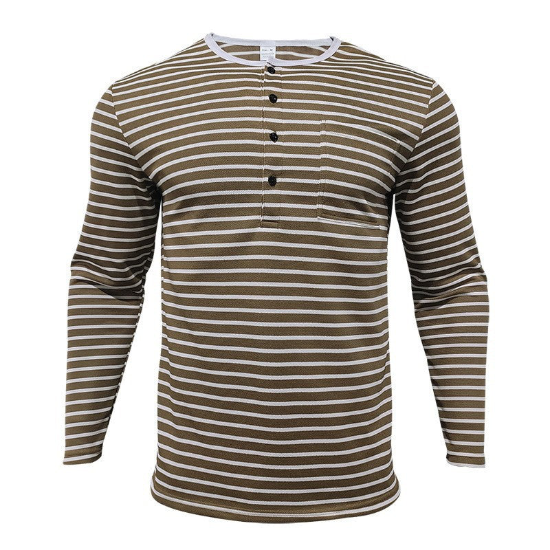 Herren Langarmshirt mit gestreiftem Design und Knopfleiste EB